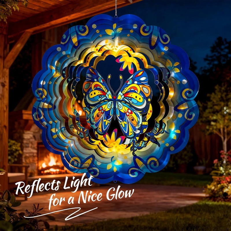 SUNCKET Stainless Steel 3D Butterfly Wind Spinner Garden Yard Patio Porch Decor, Birthday Gifts for Women Mom Grandma, 12 Inch Hanging Wind Spinners Outdoor & Indoor Decoration - Image 5